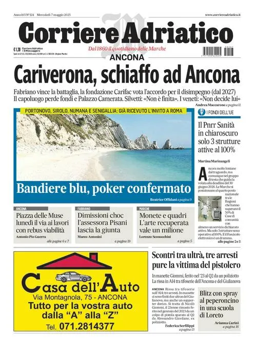 Prima-pagina-corriere adriatico-edizione-di-oggi-07-05-2025